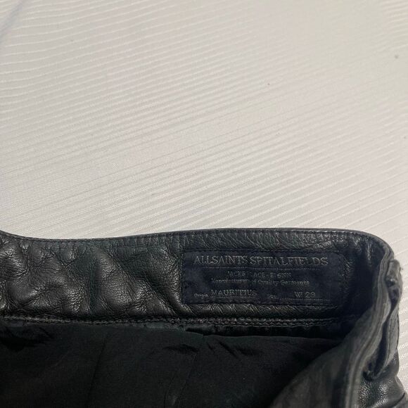 All Saints Mauritius Black 100% Leather Pants Size 29 Read Description - Picture 7 of 9